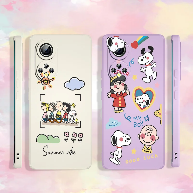 

Nice snoopy For Huawei Honor X20 30 30S Lite Pro Plus 5G V30 Pro 50 Pro SE 5G Lite 60 Pro SE Play3 Liquid Rope Phone Case Capa