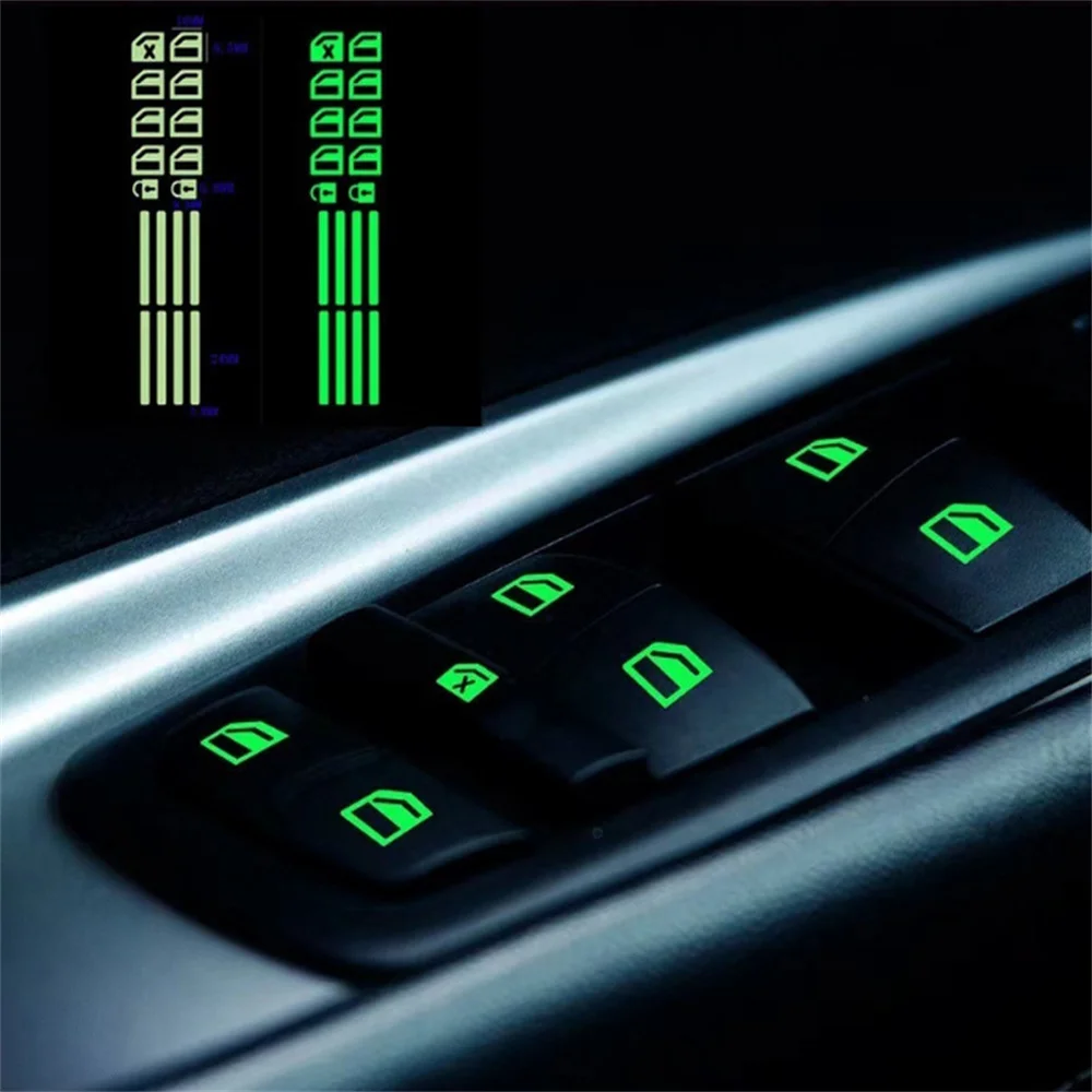 

Car Fluorescent Luminous Button Sticker Door Window Lift Night Safety Switch Car Style Decal Switches Relay Decoration Decor
