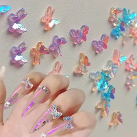 10pcs aurora butterfly nail charms 3d colorful butterfly nails jewelry diy resin glitter nail art decorations accessories