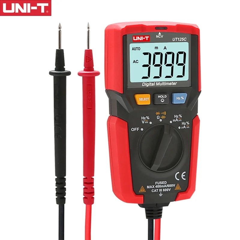 

UNI-T UT125C Mini Digital Multimeter Capacitance Resistance Frequency Tester Overload Protection With Buzzer Detection Tool NCV
