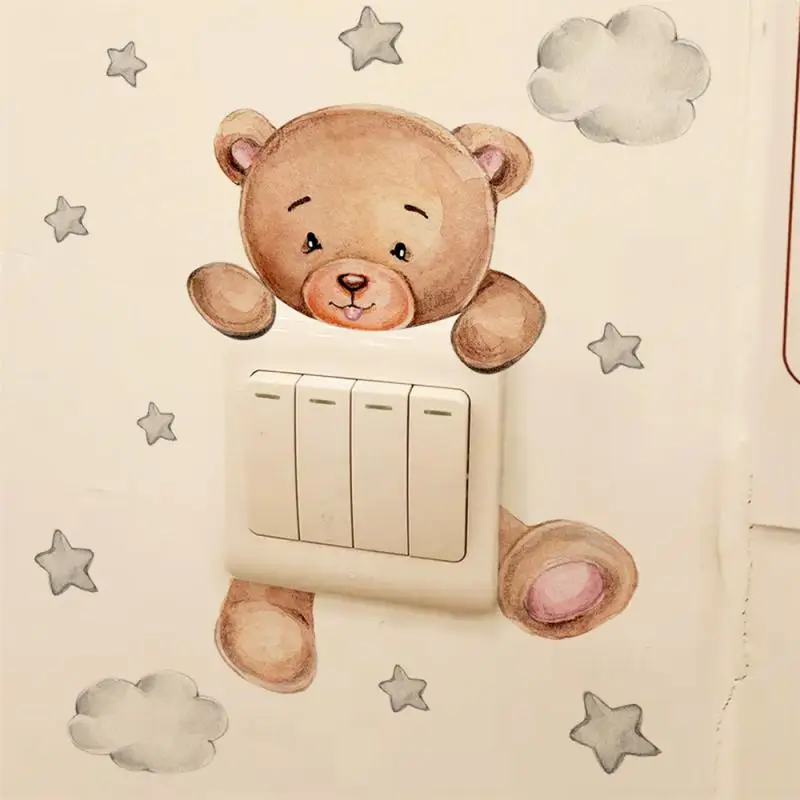 

Durable Pvc Material Wallpaper Cartoon Cute Cartoon Bear Appearance Childrens Room Decoration Easy Removal Superior Quality