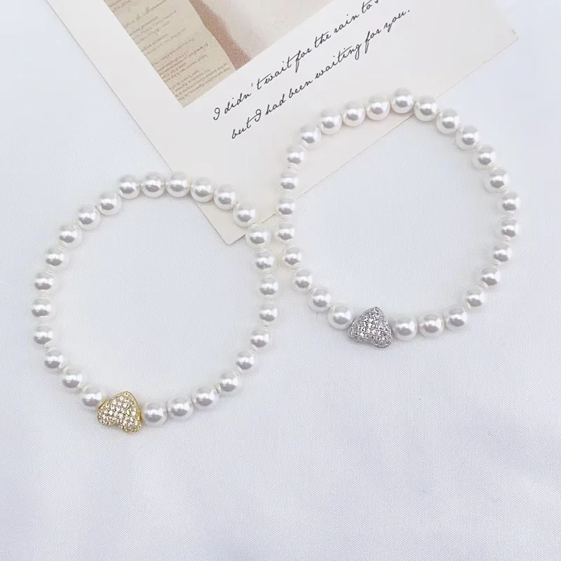 Vanifin 8 мм жемчужный браслет Классическая простая любовь для женщин плетеные