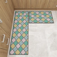 long kitchen mat modern lattice home decor colorful flower floor carpet anti slip super absorbent quick dry hallway bath rugs