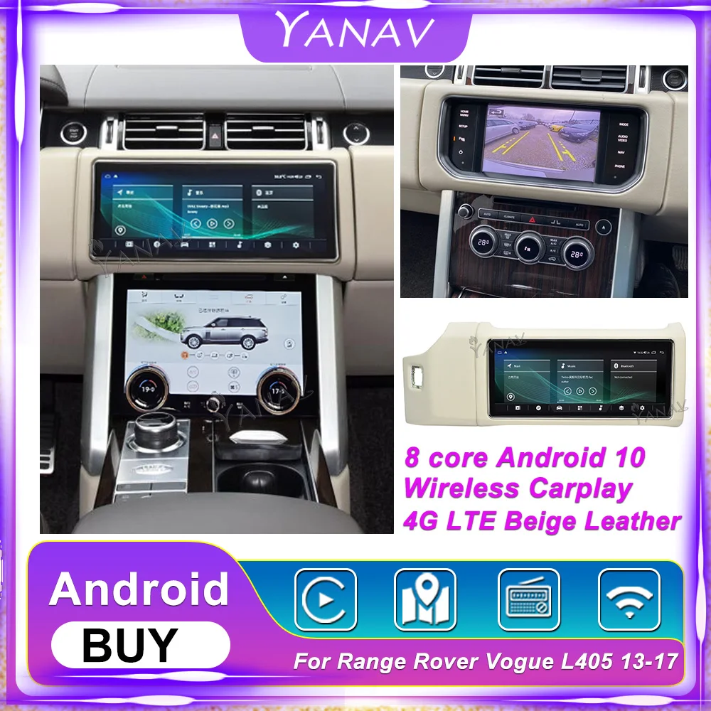 

8+128GB Android 10 For Range Rover Vogue L405 Android Unit Auto Stereo Car Radio Multimedia Player GPS Navigation Beige Leather
