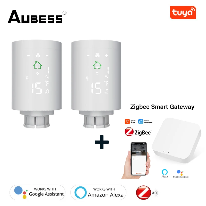 

Умный привод радиатора Tuya ZigBee3.0, программируемый термостатический клапан радиатора, регулятор температуры, голосовое управление через Alexa