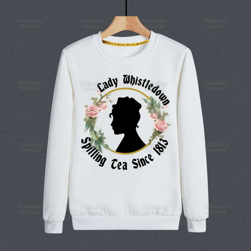 

Whistledown Bridgerton Graphic Tv Series Fleece Sweatshirts Harajuku Top Autumn Spring O Neck Spill The Tea Lady Hoody Mens