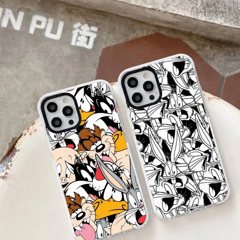 

Cute bugs bunny Cartoon Phone Case For iphone 14 Plus 13 12 11 Pro Max Soft Casetify White Border Cover Fundas