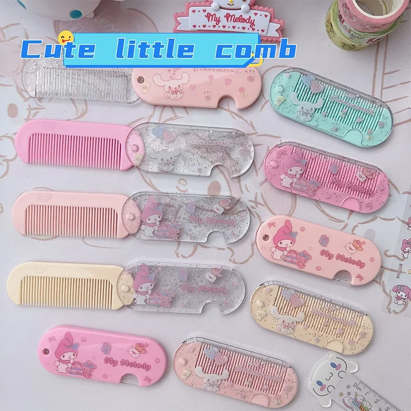 

Charms My Melody Comb Cute Little Anime Cartoon Girl Cinnamoroll Student Carry-on Bag Kawaii Foldable Bangs Y2k Easy Ins Card