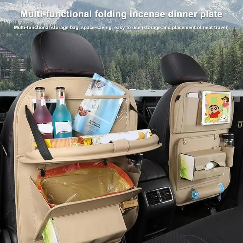 

Car Backseat Organizer PU Leather Backseat Kick Mats Car Organizers Storage Protector Tablet Holder 8 Pockets Travel Accessories