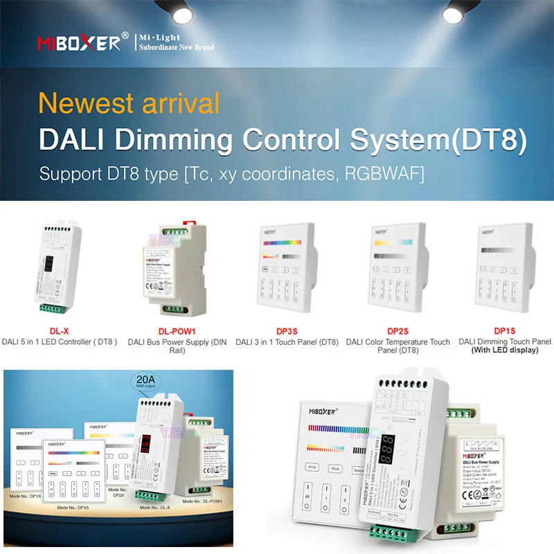 

Miboxer DT8 DALI Dimming Control System 86 touch panel DALI Bus Power Supply DIN Rail DALI 5 in 1 LED Controller for LED lamps