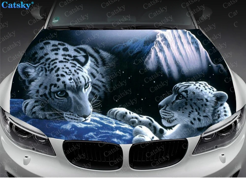 

Свирепый Леопардовый животный фотографический виниловый стикер графическая оберточная наклейка Графический капюшон наклейка подходит для большинства автомобилей DIY