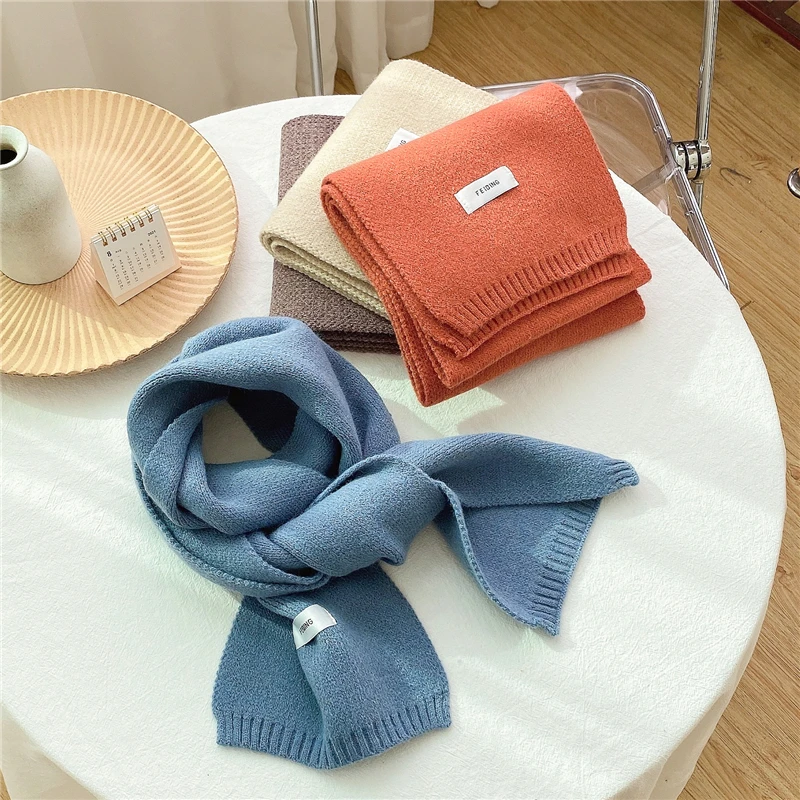 

Дизайнерский Модный однотонный вязаный шарф, зимние новые женские теплые шарфы с длинным воротником, плотные шали и палантины 2022 года, Bufanda