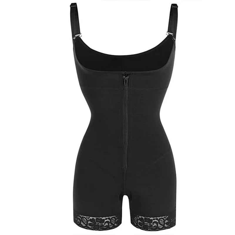 Comfortable Lace Trim Body Zip With Shoulder Strap Women's  High Waist Strapless Slimming Skims Hourglass Figure Body Shaper