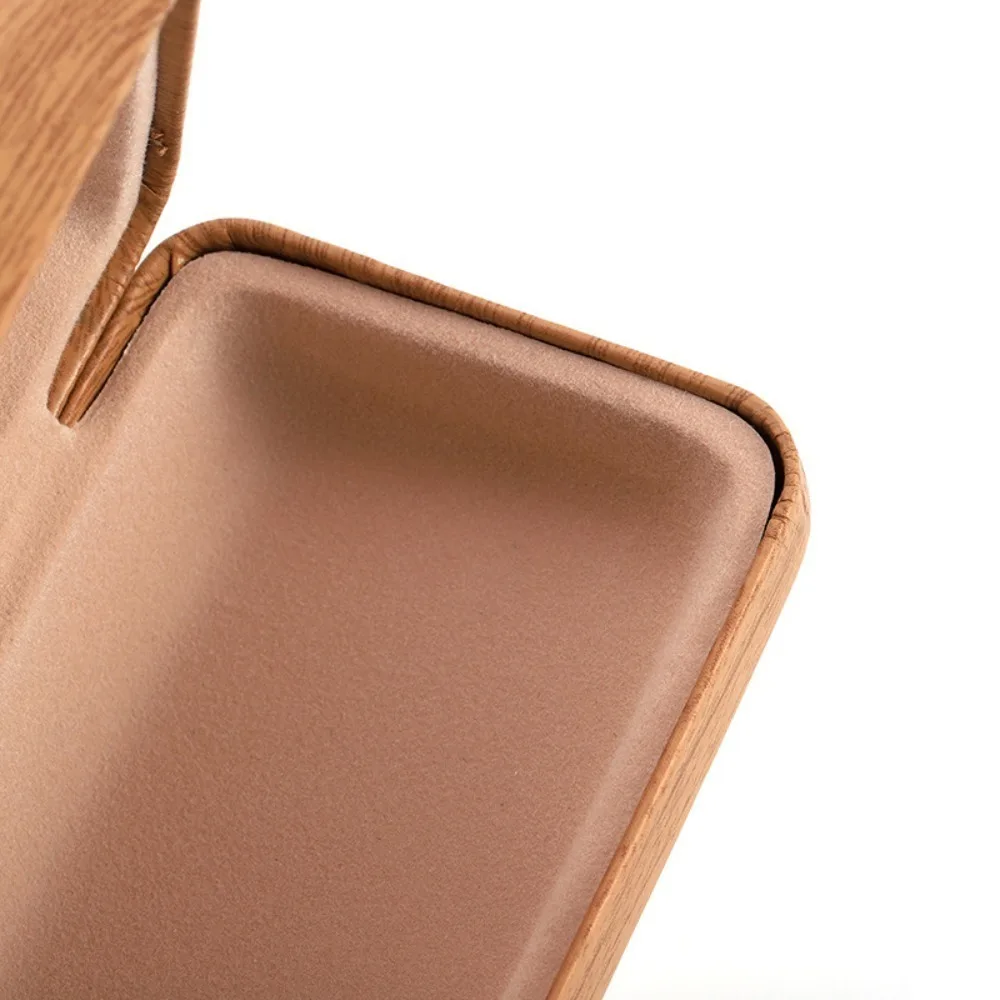 Высококачественный жесткий металлический футляр для очков с отделкой под дерево