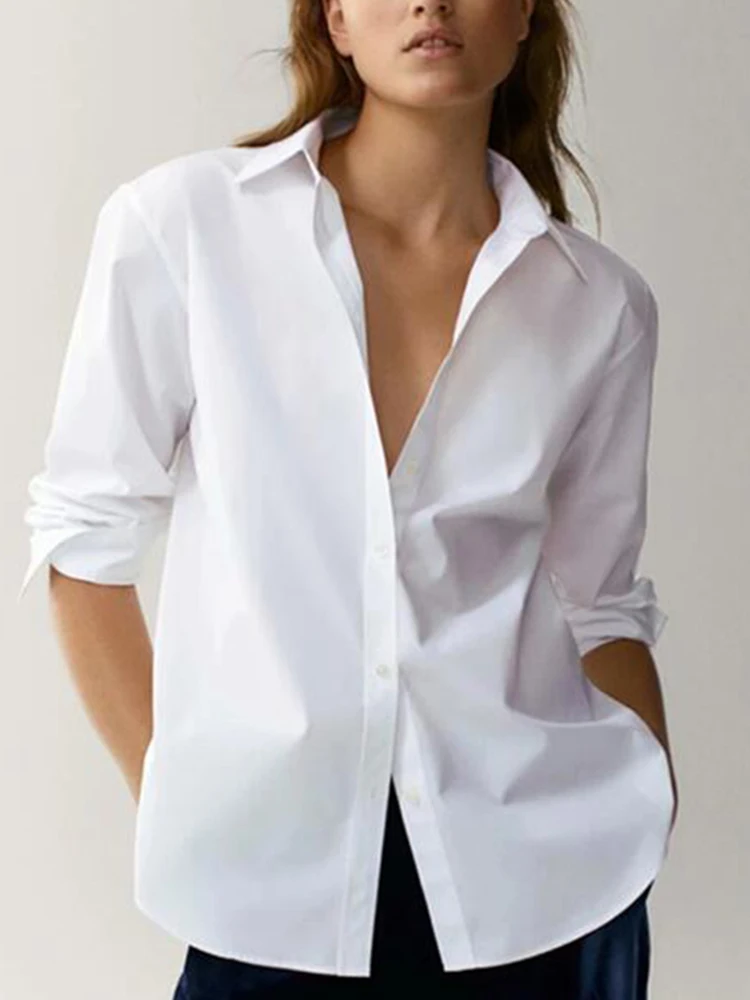 

Withered England Style Office Lady Simple Fashion Poplin Solid White Blouse Women Blusas Mujer De Moda Shirt Women Tops