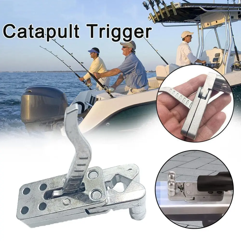

Silver Catapult Trigger Durable Easy To Install With Screw Slingshot Release Device Zinc Alloy Rifle Trigger Fish Hunting