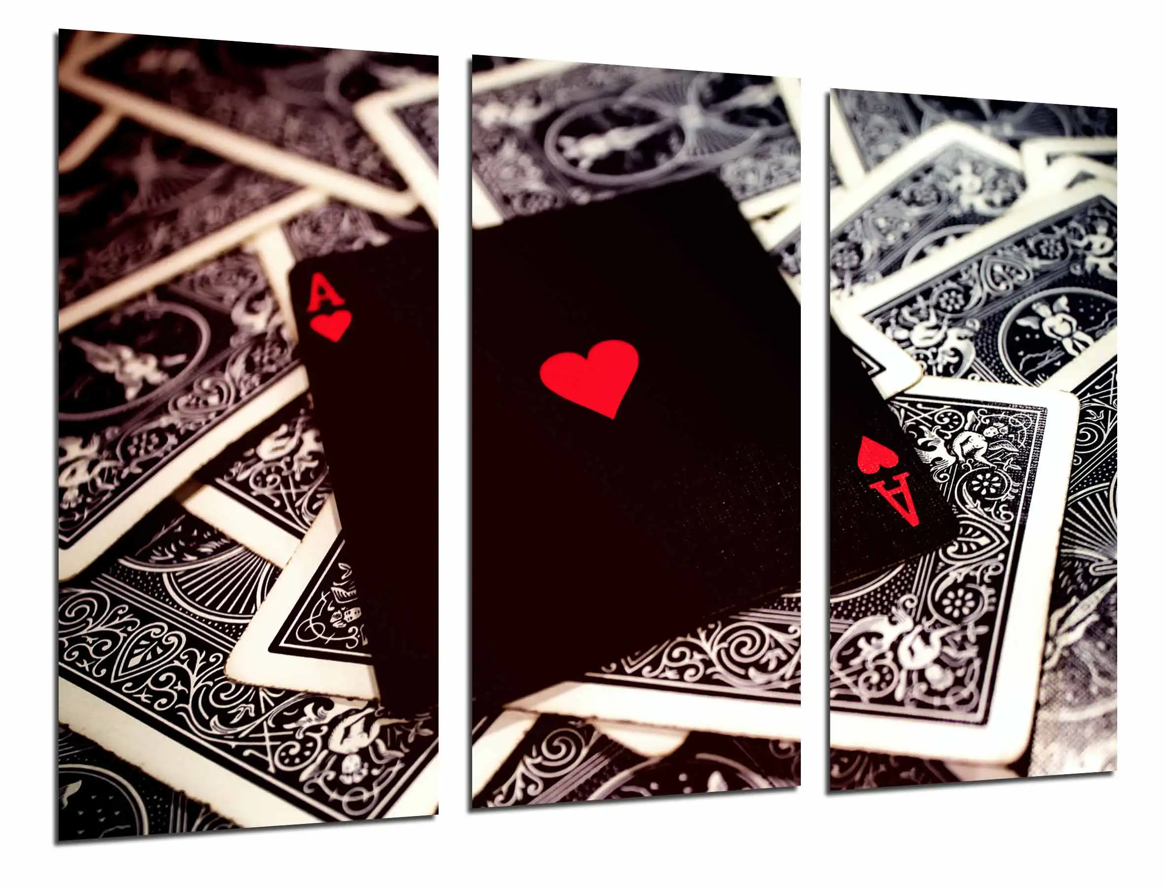 Игра в казино с картами покер, "As Corazones" - фотографическая печать на дереве, современная декоративная табличка 26939.