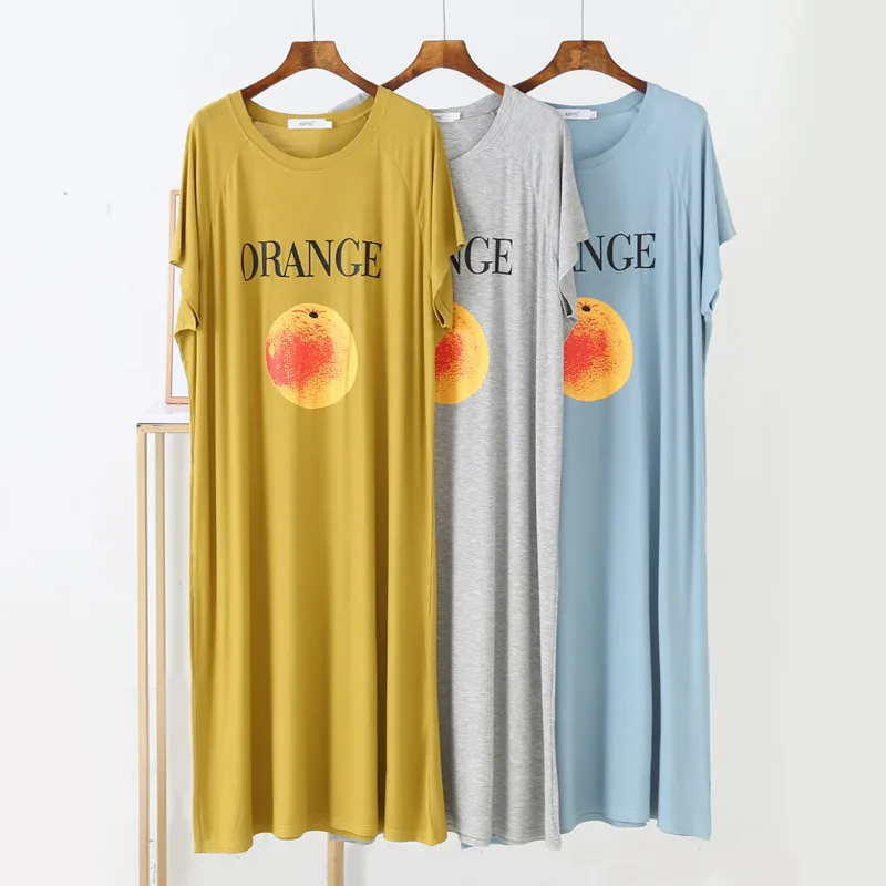 

Fdfklak Cartoon Cute Loose Night Dress Women New Short Sleeve Modal Cotton Nightgowns Summer Letter Print Ladies Sleepshirt
