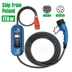 11 кВт EVSE 5 м 7 м 16 А IEC 62196 EV зарядное устройство тип 2 разъем Mennekes электрические автомобили ЕС CEE красный до Schuko адаптер 2 шт.