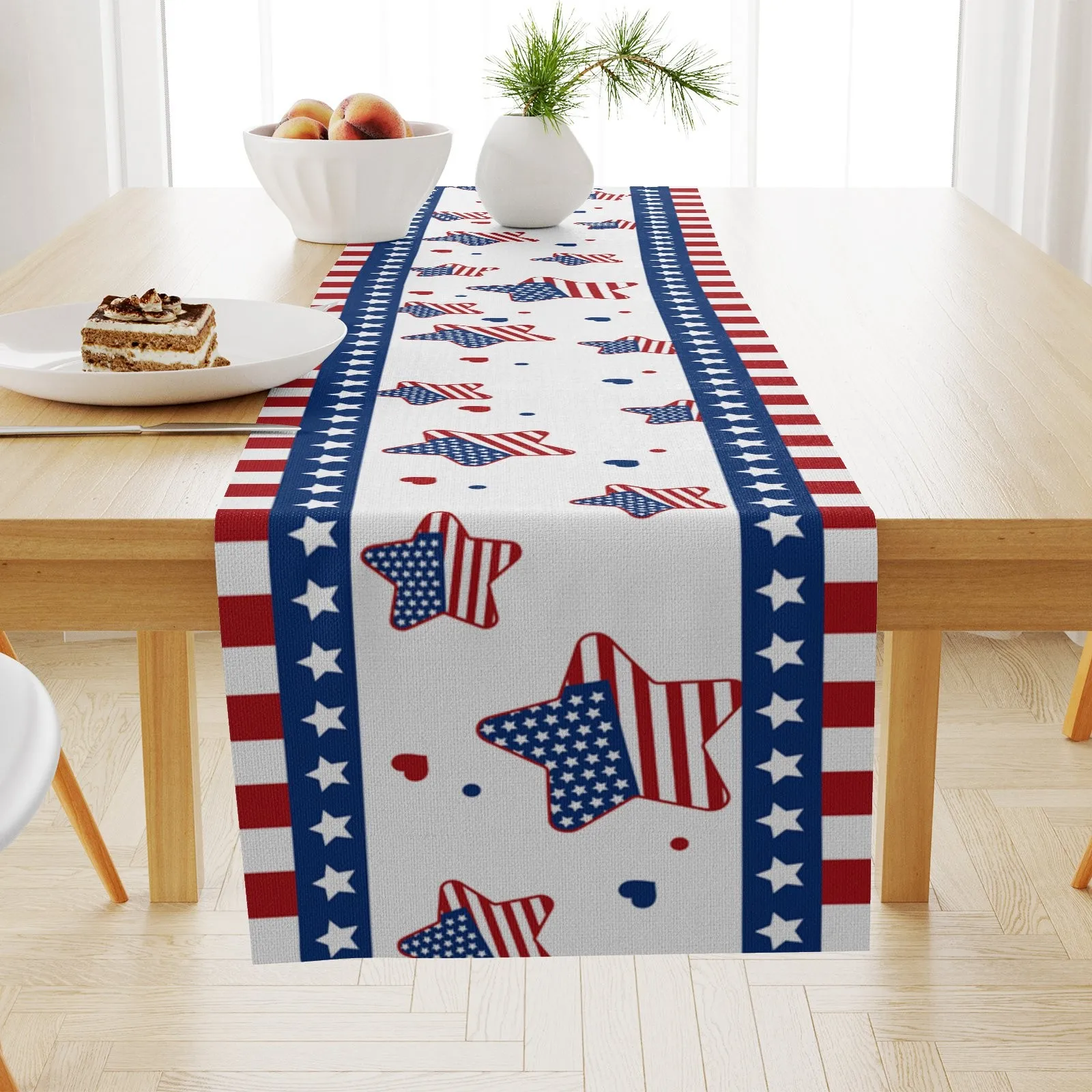 

Independence Day Linen Printing Table Flag American Style Living Room Dining Table Decoration Cloth Holiday Tea Table Table