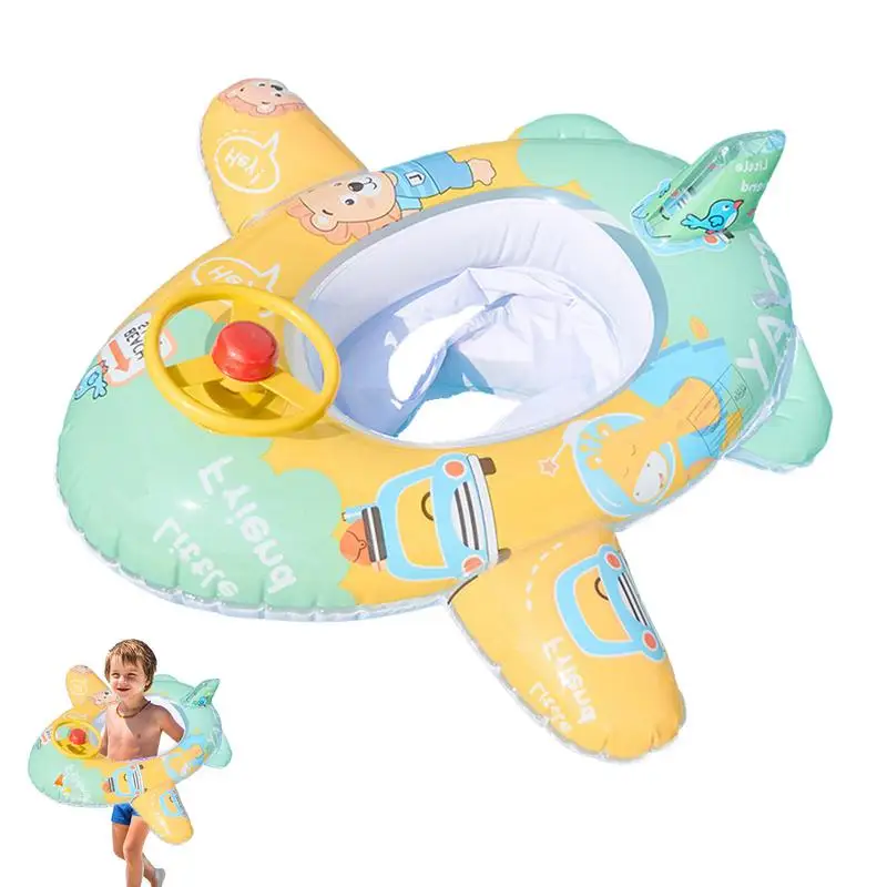 

Swimming Baby Float For Pool Inflatable Swimming Ring With Float Seat Baby Boat With Steering Wheel Fun Beach Supplies For
