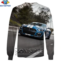 sonspee 3d sports car casual loose round neck sweater shirt menwomen full of power punk trend hip hop personality street style