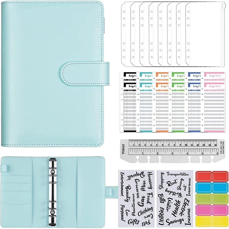 

A6 Money Budget Ring Binder -Organiser Binder With Pockets, Cash Stuffing Budget Wallet Planner Binder For Cash Saving