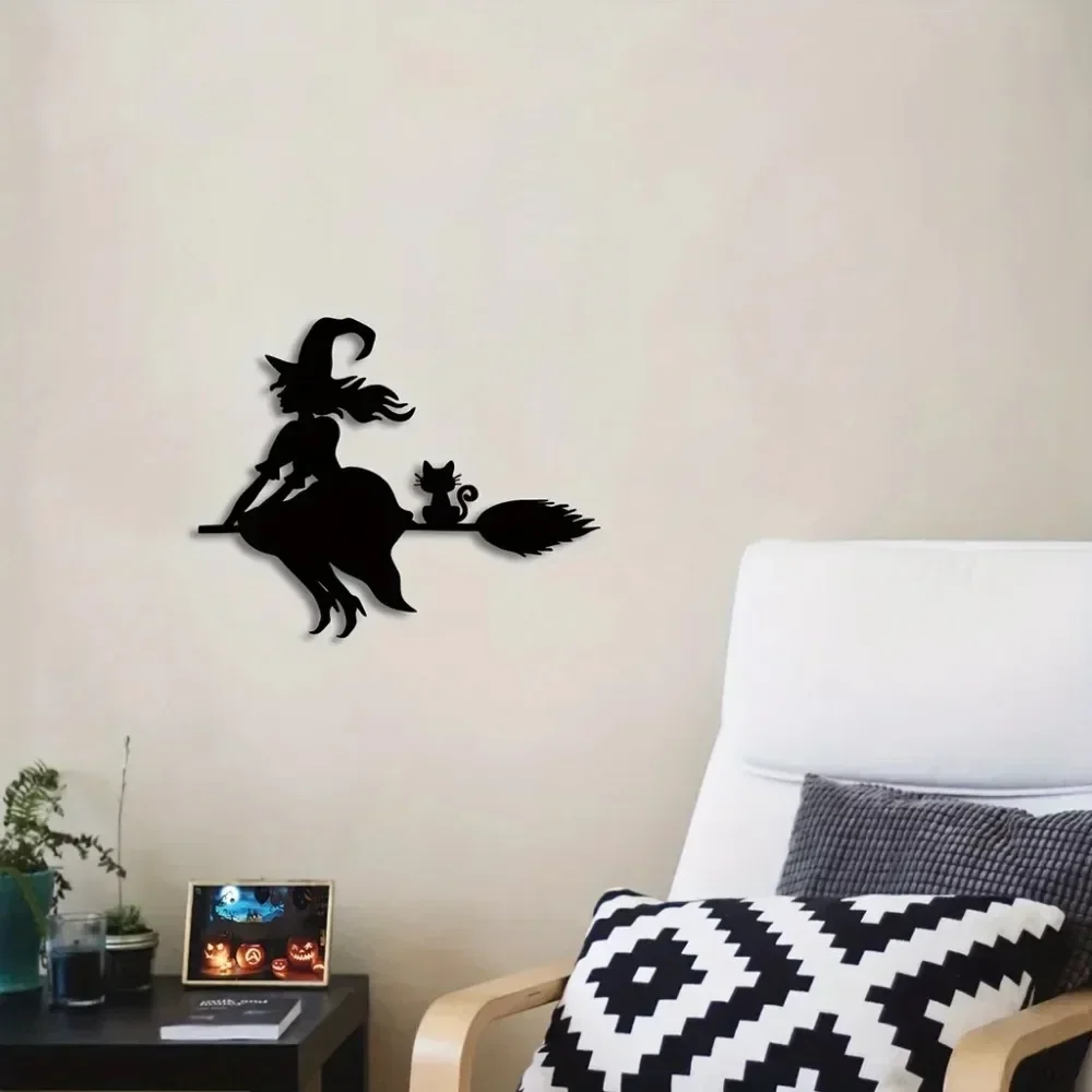 1 шт. потрясающий металлический настенный декор с черной ведьмой — изящная