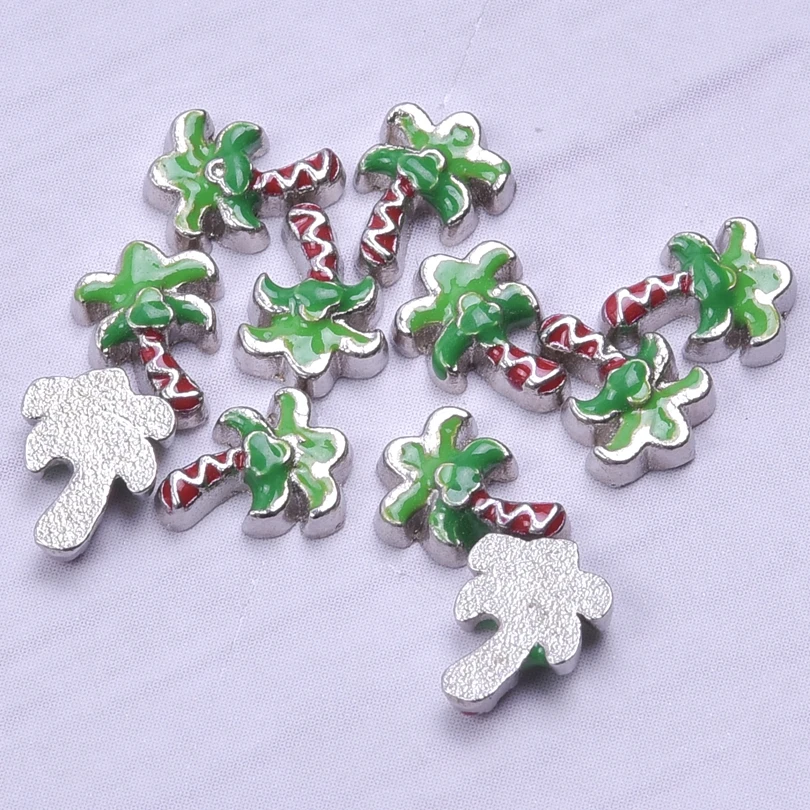 20Pcs/Lot Enamel Green Plant Coconut Tree Floating Charms For Memory Relicario Photo Locket Necklaces Jewelry Ornament Wholesale | Украшения