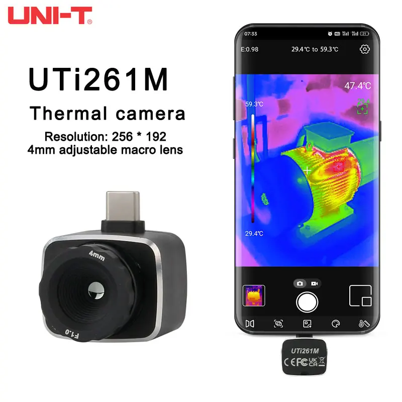 

UNI-T UTi261M Mobile Phone Thermal Imager Infrared Camera PCB Circuit Board Maintenance Temperature Gauge Adjustable Macro Range