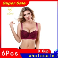 wholesale 6pcs d cup women underwear high quality lace floral half cup plus sizes adjusted straps underiwre women bra binnys