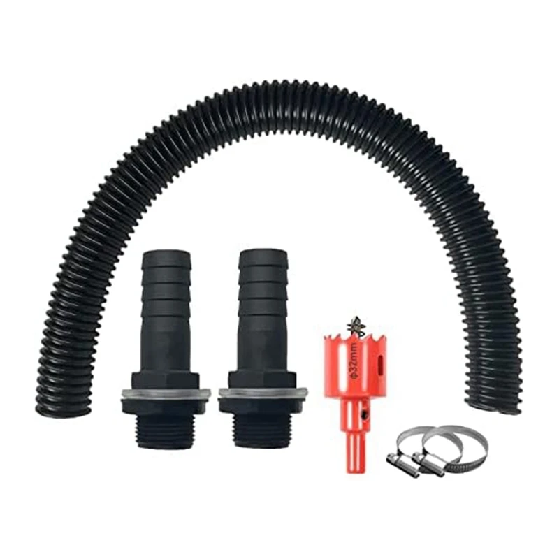 

1Set 50Cm Connection Hose And 2 Hose Connectors 25 Mm Rain Butt Connection For Rain Butt Stainless Steel