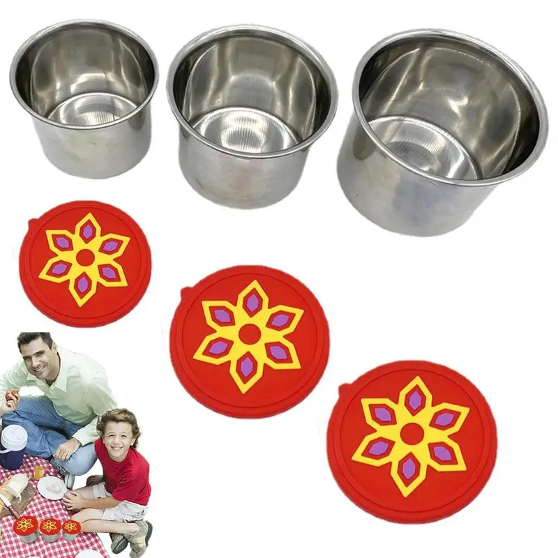 

Salad Dressing Container To Go 3 Pcs Durable Stainless Steel Lettuce Keepers With Leakproof Silicone Lids Cylindrical Easy
