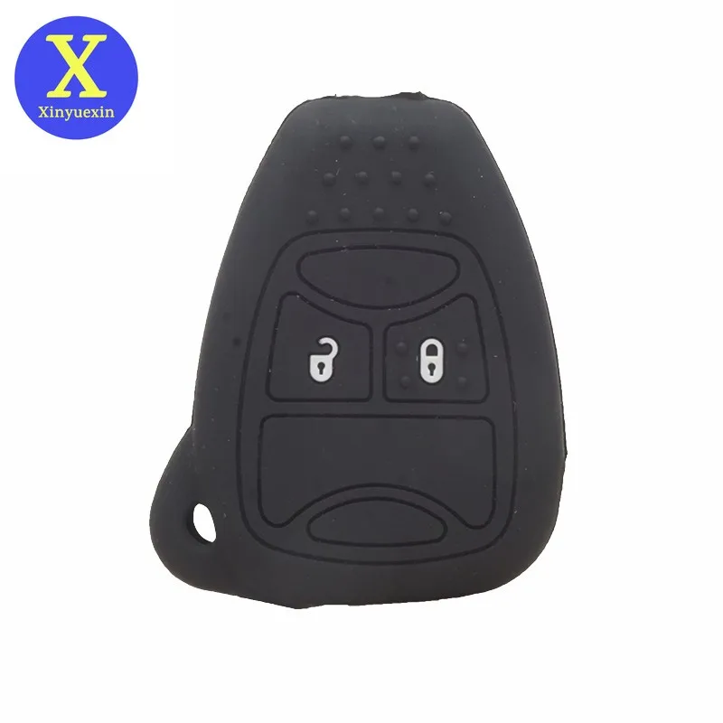 

Xinyuexin Silicone Car Key Cover Case for Chrysler Dodge Caliber Jeep Patriot Liberty 2Buttons Remote Key Holder Bag Protector