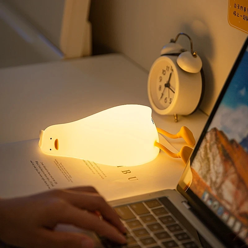 

New Cute Duck Night Lights Rechargeable Patting Switch Creative Led Lamp Baby Child Decoration Home Bedroom Bedside Table Gift