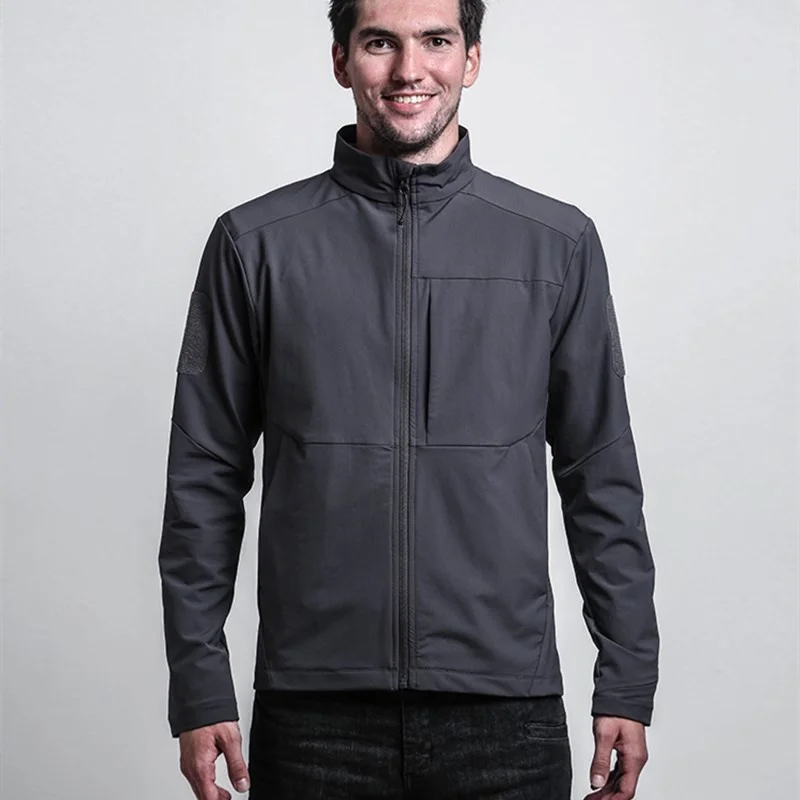 Outdoor Riding Reflective Hiking Jacket Stretch Soft Shell Tactical Spring Autumn Thin Climbing Training Waterproof Coat