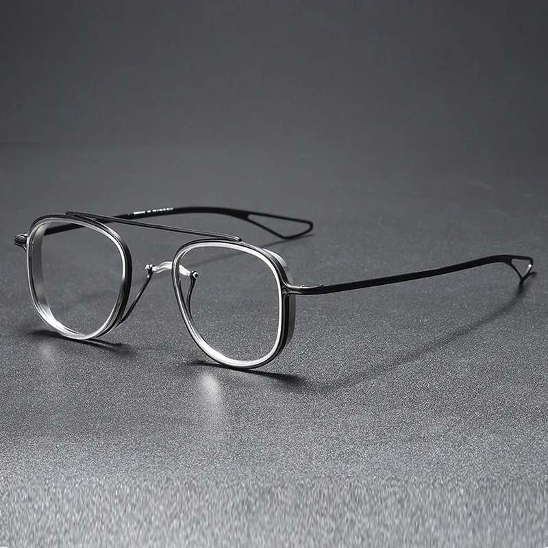 

2022 Luxury Brand Design Men Retro Aviation Style Pure Titanium Myopia Glasses Frame Women Double Beam Optical Lenses Eyeglasses