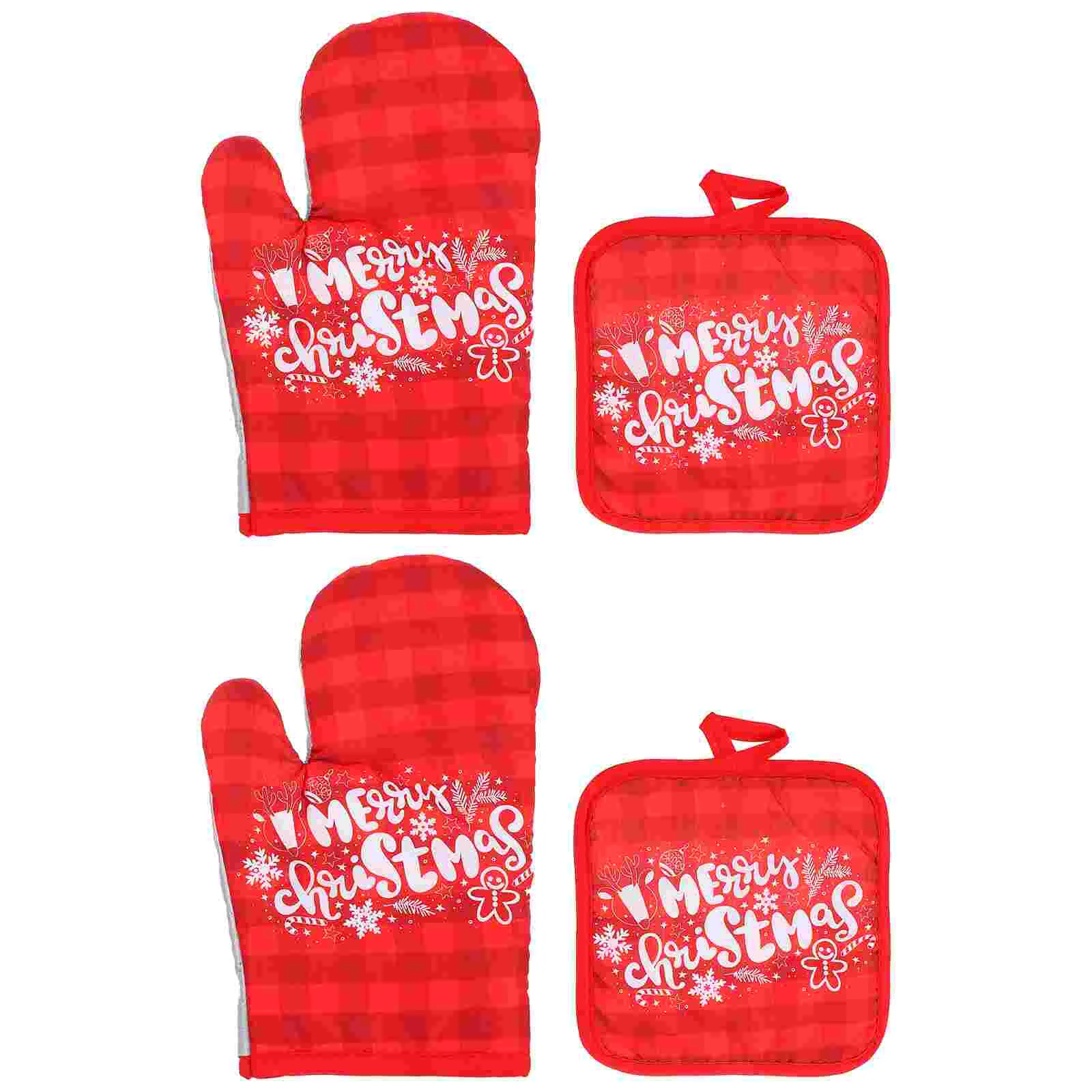 

Oven Glove Kitchen Pot Holders Resisting Heat Tablemitt Smoker Set Mitts Chrismas Pad Hot Cotton Holder Christmas Protector