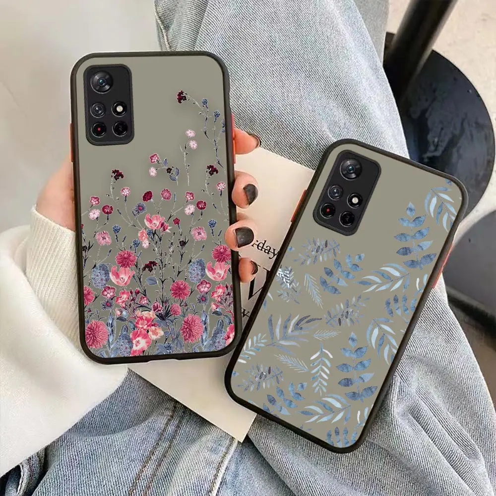 

Matte Case Funda Coque For Redmi NOTE 11 10 9T 9S 9 8 5G 4G PRO 7 6 5A 5 4 3 2 PRIME Clear Case Vintage Small Fresh Leaf Flower