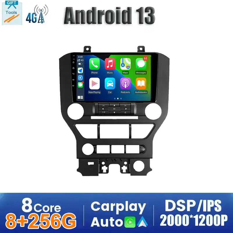 

Автомобильный радиоприемник DPS Carplay Android 13, мультимедийный стереопроигрыватель с Wi-Fi и GPS-навигацией для Ford Mustang