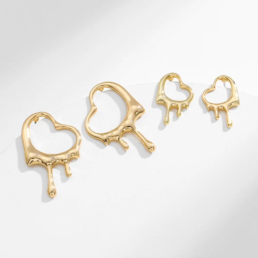 

New Original Design Natural Pattern Liquid Metal Lava Love Stud Earrings Fashion Personality Temperament Women's Jewelry Gift