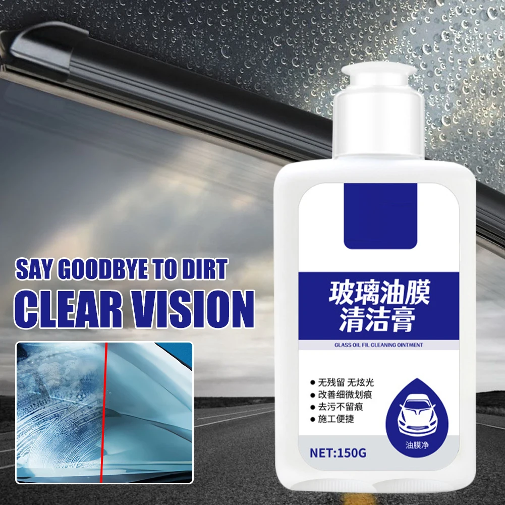 

150g Car Oil Flim Remover Paste Glass Cleaner Auto Windshield Cleaning Agent Up to 30 Day Mild Formula Glass Oil Film Clean Tool