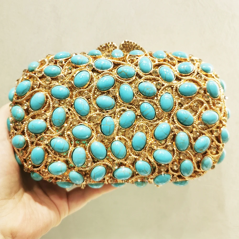 Fashion Blue Big Rhinestone Women Clutch Bag Luxury High Quality Lady Diamond Crystal Evening Clutches Shoulder Handbags Purses