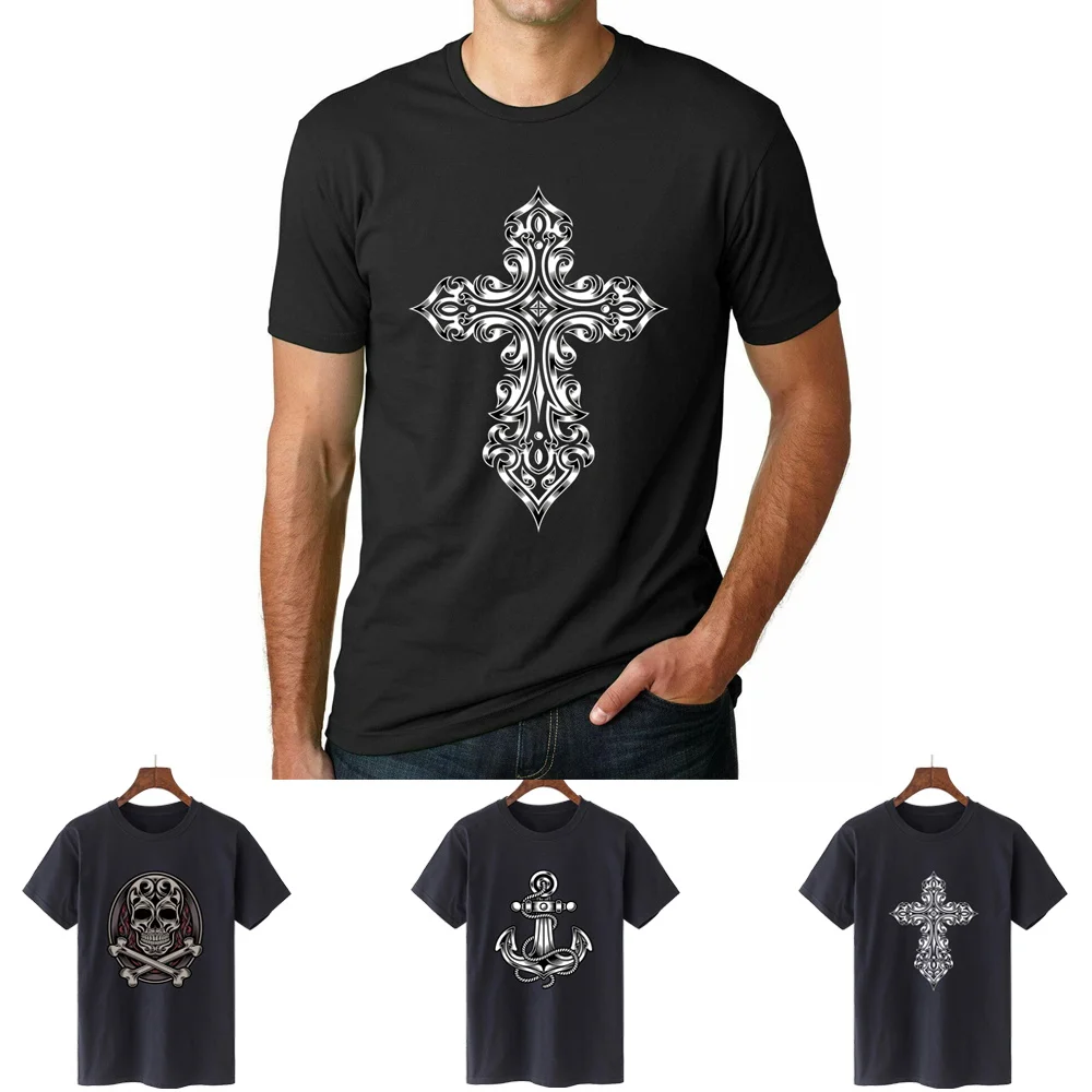 

T-shirt Men's Short Sleeve Tops 2023 New Summer Round Neck Tees Streetwear Shirts Casual Breathable Skull Print Hip Hop Tshirts