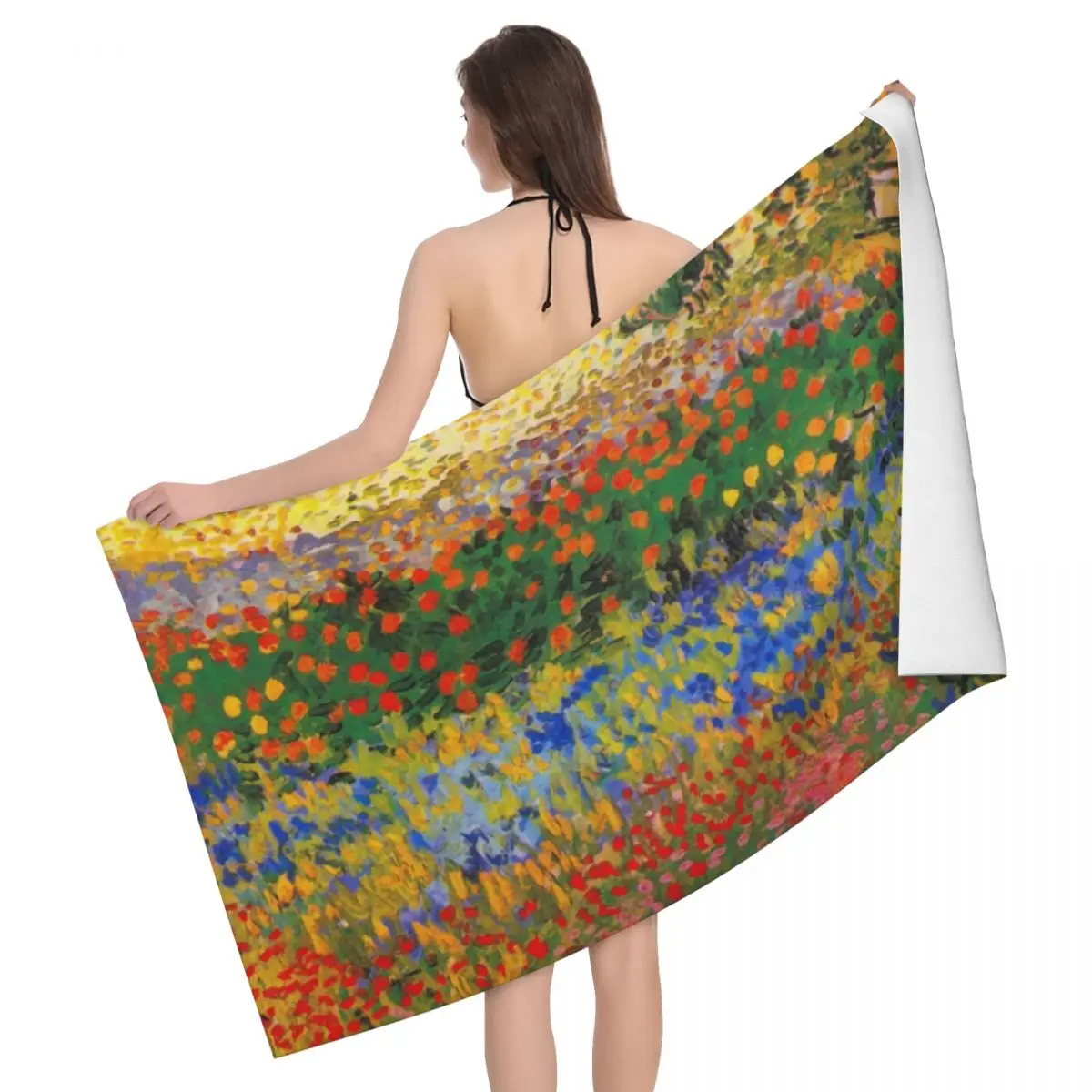 

Flower Garden By Vincent Van Gogh Beach Towel Quick Dry Art Painting Super Soft Microfiber Bath Sauna Towels