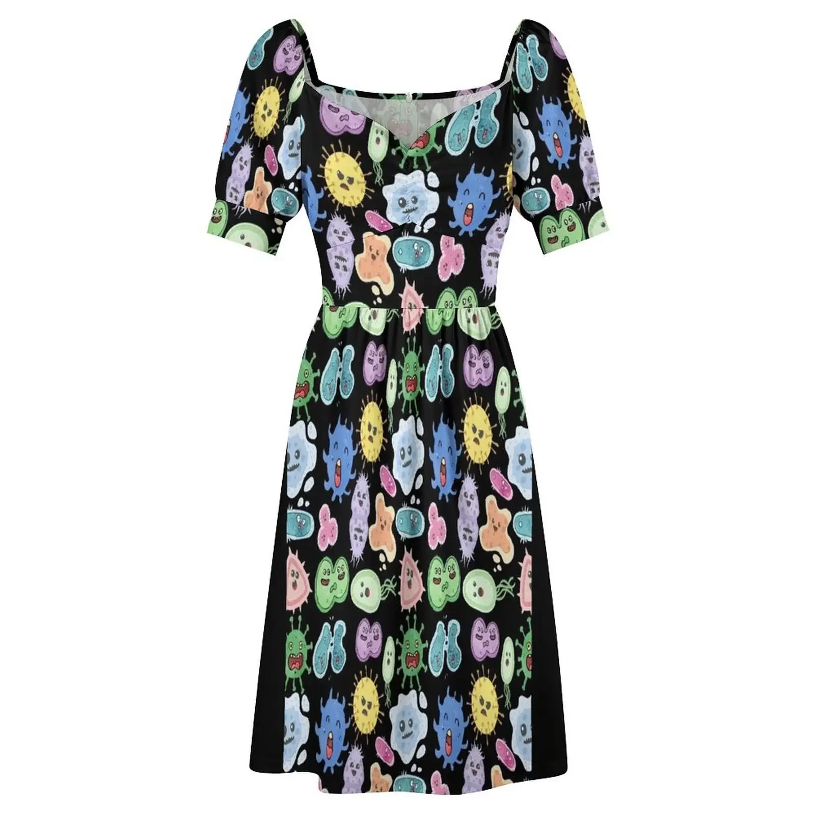 Симпатичные микробы бактерии вирус набор наклеек с бесшовным рисунком