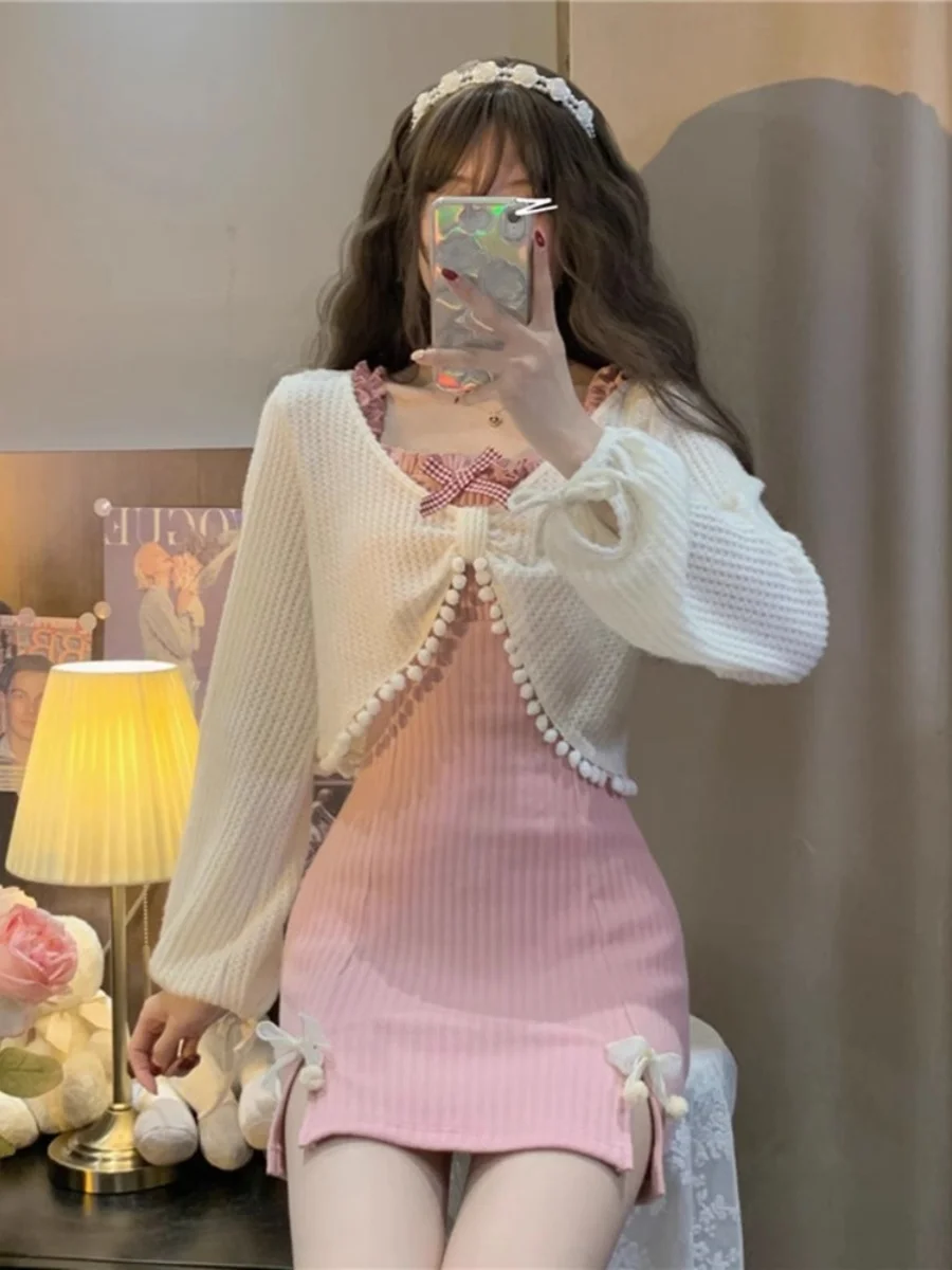 Осенняя одежда Полный комплект Цельное платье на бретельках Женская High Sense