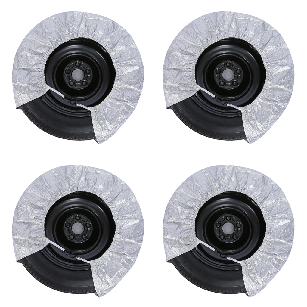 

4Pcs Car Tire Covers Aluminum Film Sun Protector Protectors Cover Motorhome Camper Automobile Accessories 23-25 inches