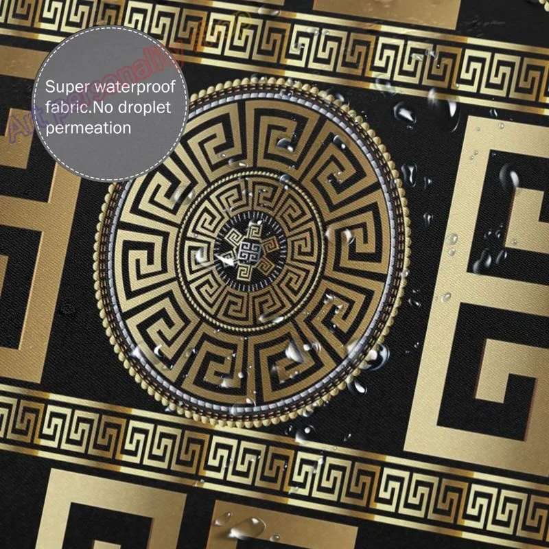 Роскошная 3d-занавеска для ванной комнаты в стиле барокко черного и золотого