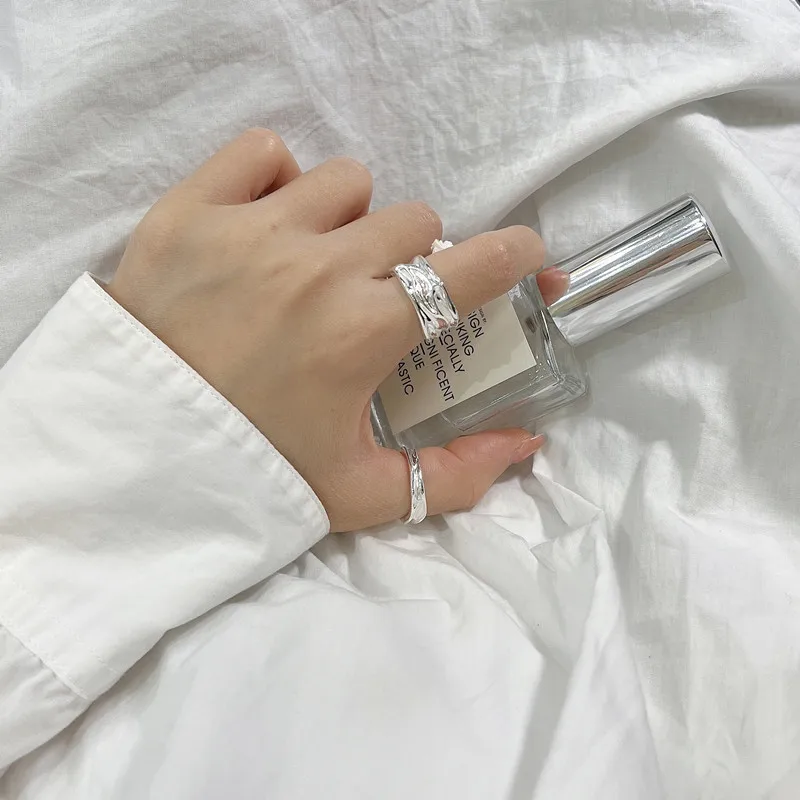 Серебро 925 пробы корейская текстура обтекающее кольцо с текстурой неправильной